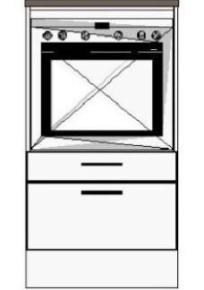 PK6U Puolikomero uunille - valkoinen, 1198x600x568